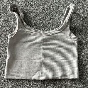 Stylish White Ribbed Women's Top